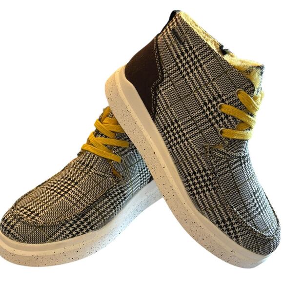 NIB Romika Helsinki 02 Boots Women's Size 38 US 7.5 M Plaid Black Yellow Fuzzy - Picture 1 of 8